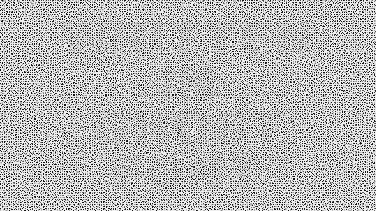A paused ghost-font frame containing only random dots