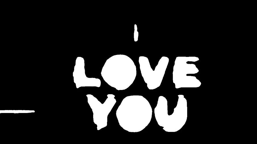 Binary recovered mask showing I LOVE YOU